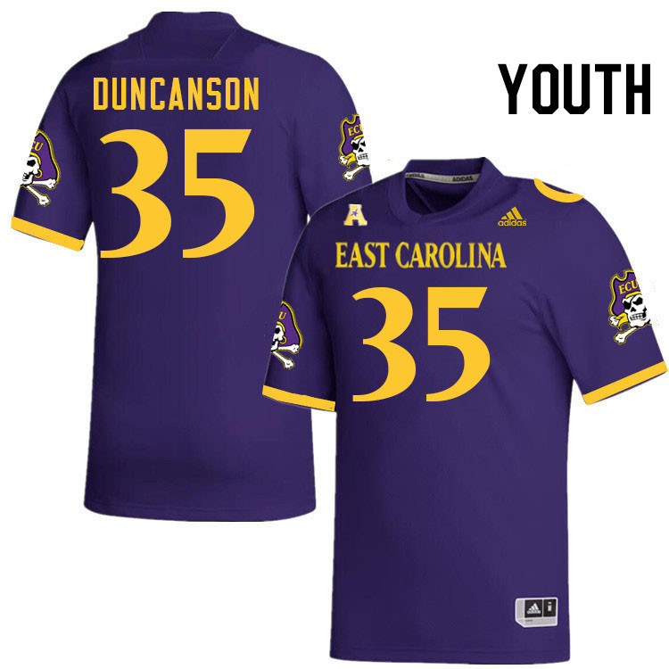 Youth #35 Ayden Duncanson ECU Pirates College Football Jerseys Stitched-Purple